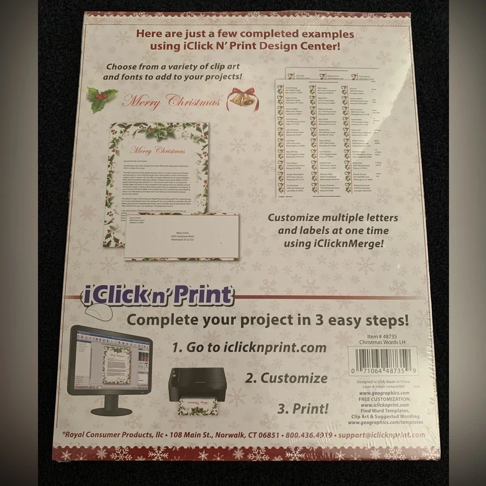 New Geographics Double Sided Christmas Theme Letterhead Paper, 40 Count